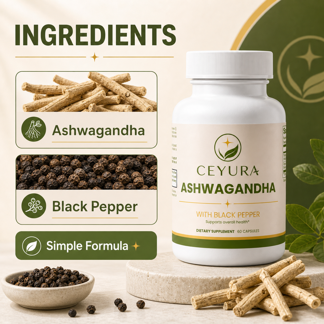 Ceyura Ashwagandha with Black Pepper